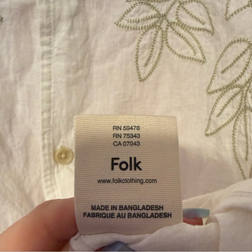 Folk Clothing Men’s Healey Cotton Linen Blend Floral Button Down Shirt Size XL - Picture 4 of 5